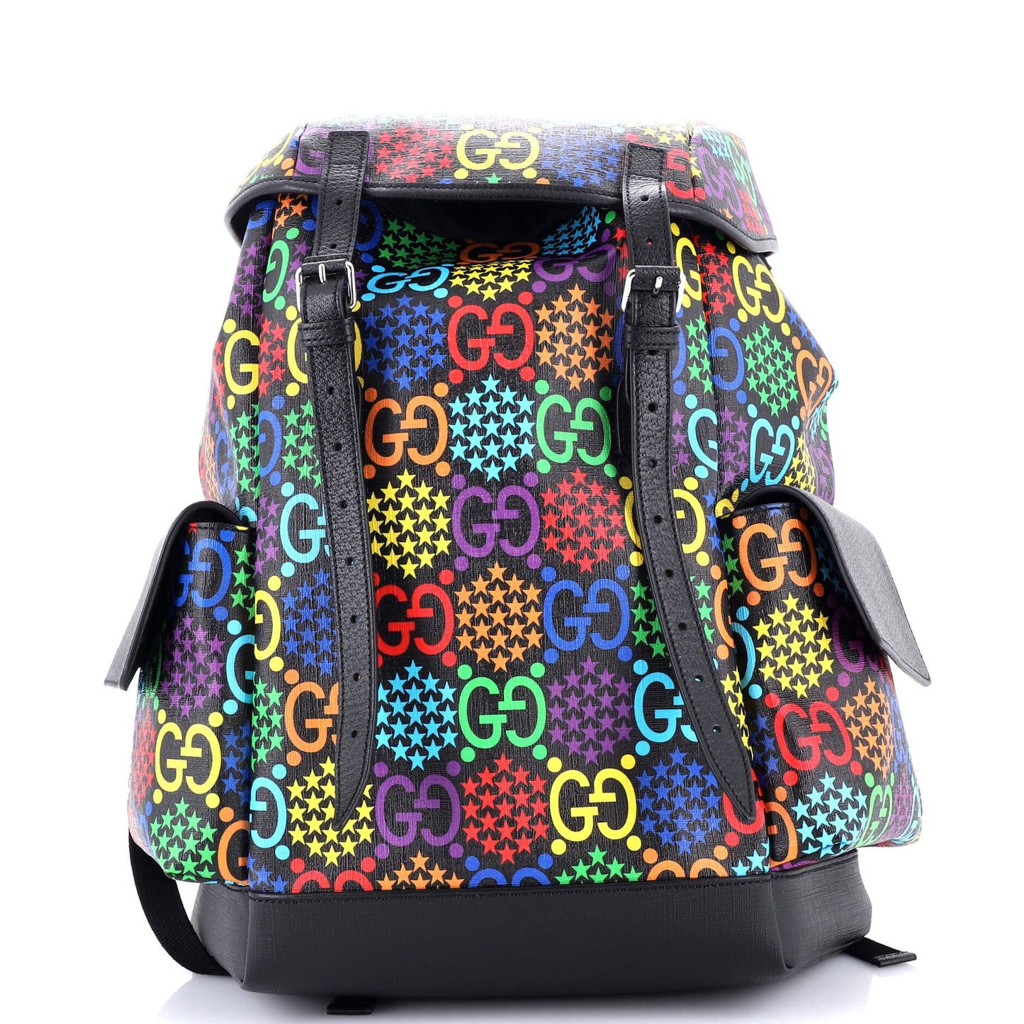 Double Pocket Belt Backpack Psychedelic Print GG Coated Canvas Medium
