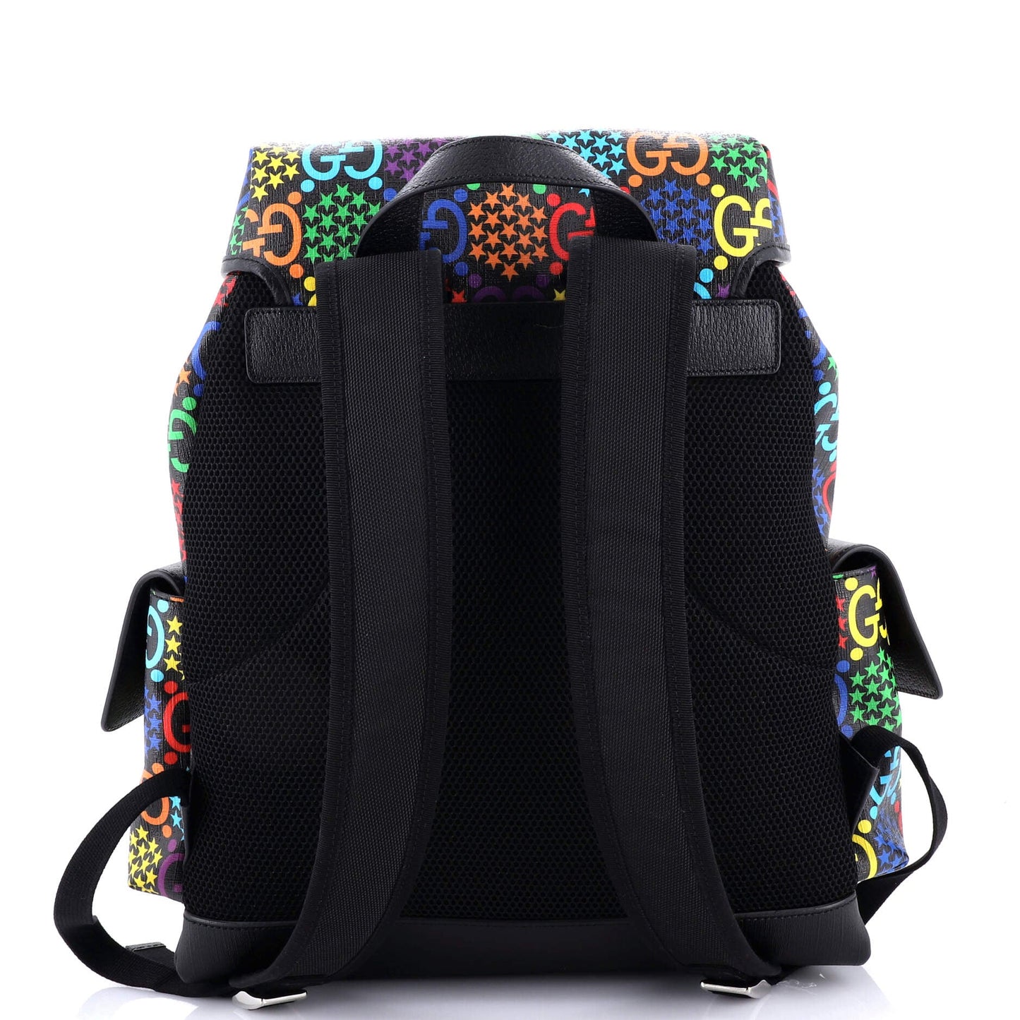 Double Pocket Belt Backpack Psychedelic Print GG Coated Canvas Medium