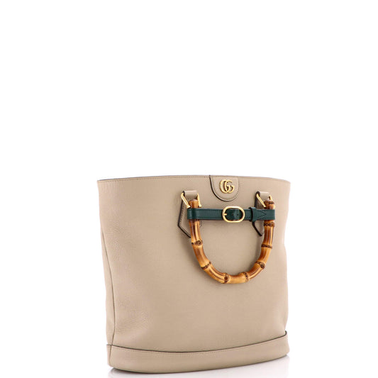 Diana Bamboo Handle Round Tote Leather Medium
