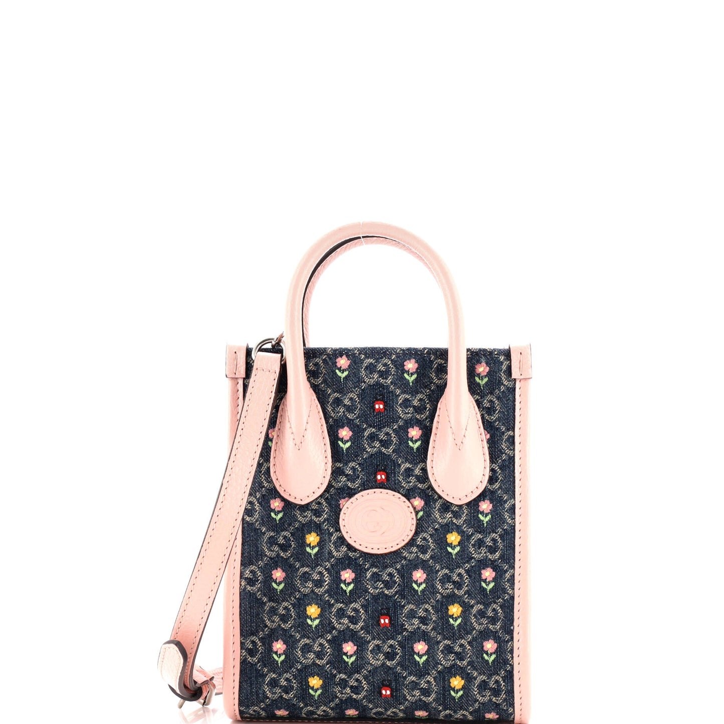 Interlocking G Patch Tote Embroidered GG Denim and Leather Mini