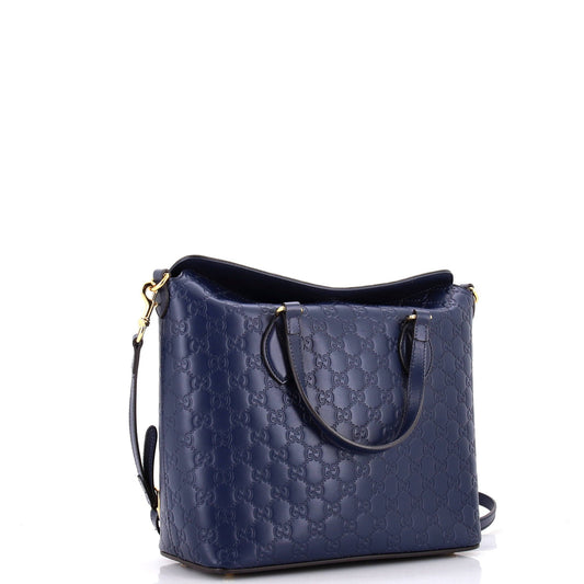 Signature Fold Over Tote Guccissima Leather Medium