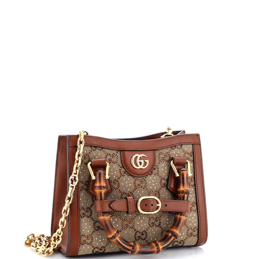 Diana NM Bamboo Handle Tote Crystal Embellished GG Canvas Mini