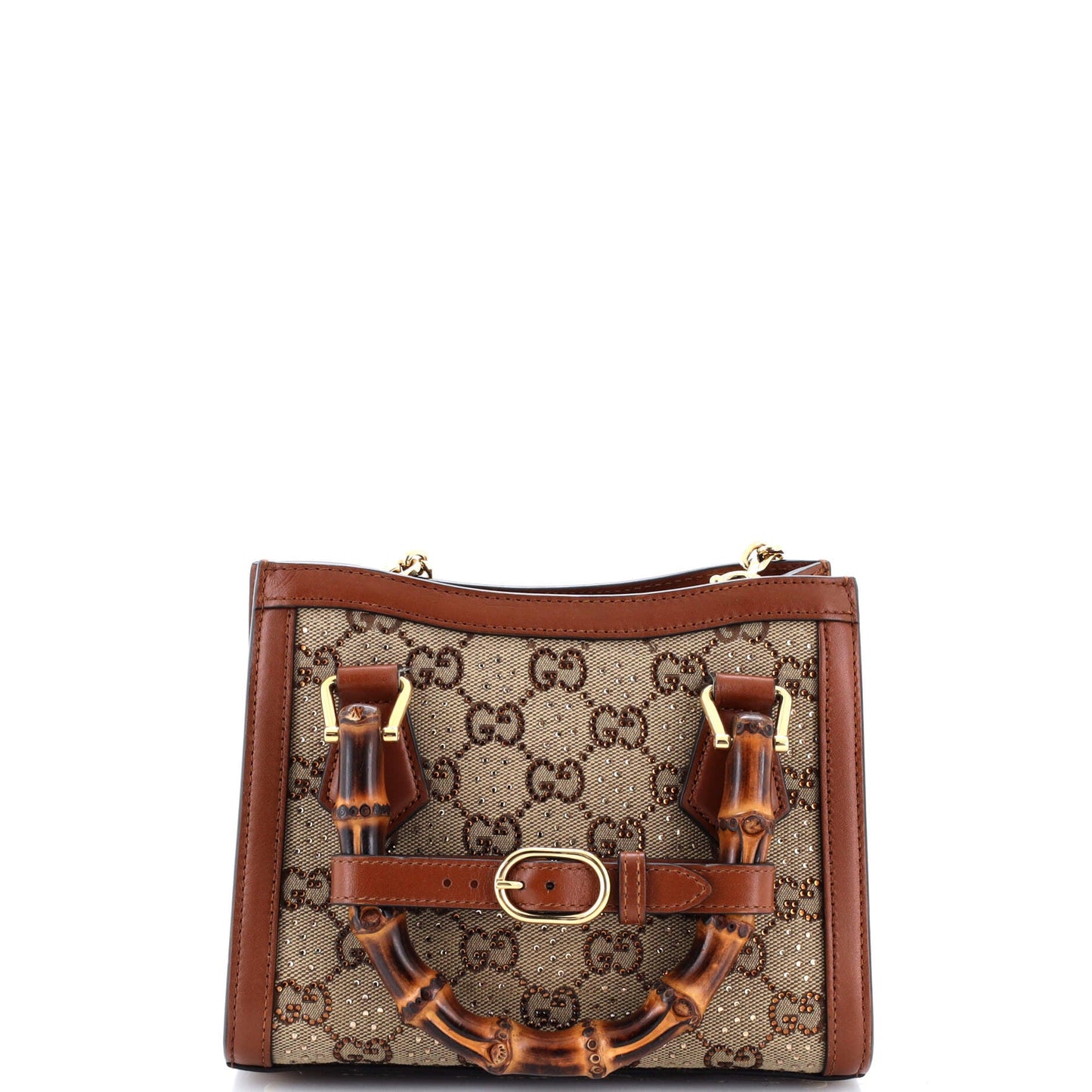 Diana NM Bamboo Handle Tote Crystal Embellished GG Canvas Mini