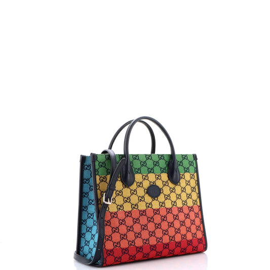 Structured Top Handle Open Tote GG Canvas Small