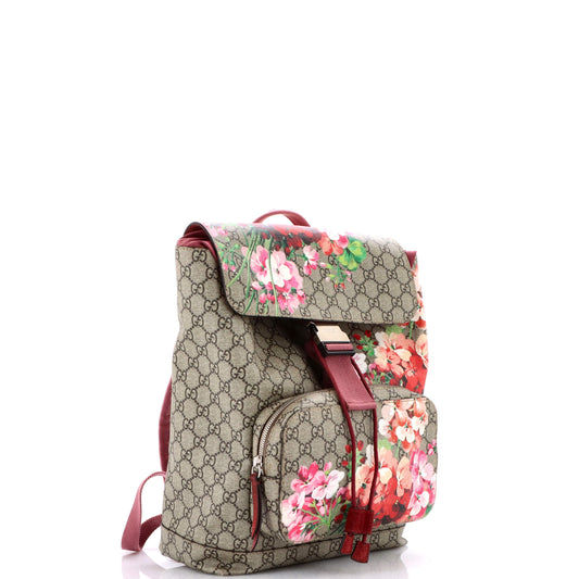 Buckle Backpack Blooms Print GG Coated Canvas Medium