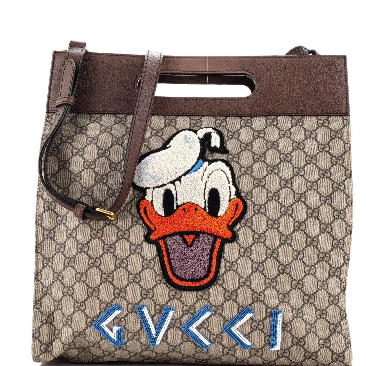 Donald Duck Soft Tote Embroidered GG Coated Canvas
