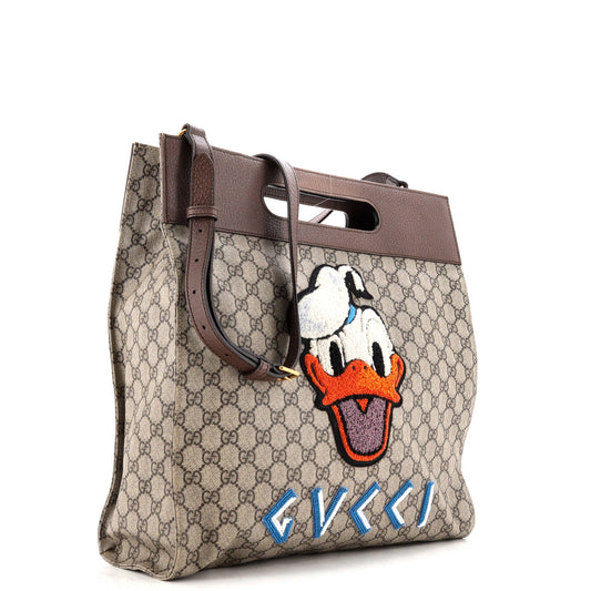 Donald Duck Soft Tote Embroidered GG Coated Canvas