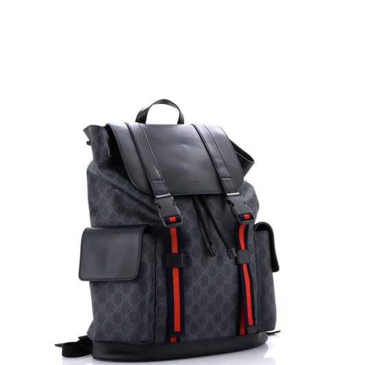 Double Pocket Buckle Backpack GG Coated Canvas Large