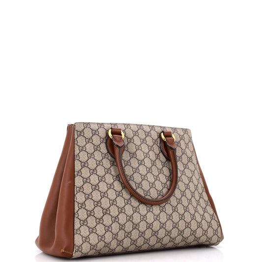 Trapezoid Top Handle Tote GG Coated Canvas Medium