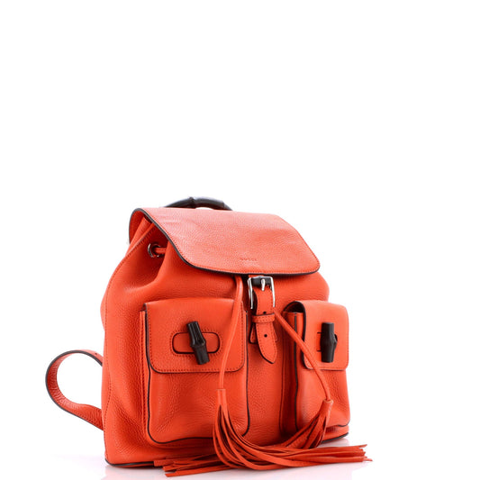 Bamboo Tassel Backpack Leather Medium