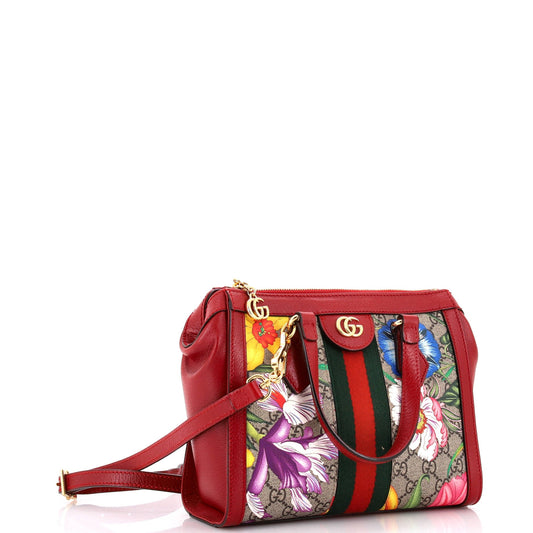 Ophidia Top Handle Tote Flora GG Coated Canvas Small