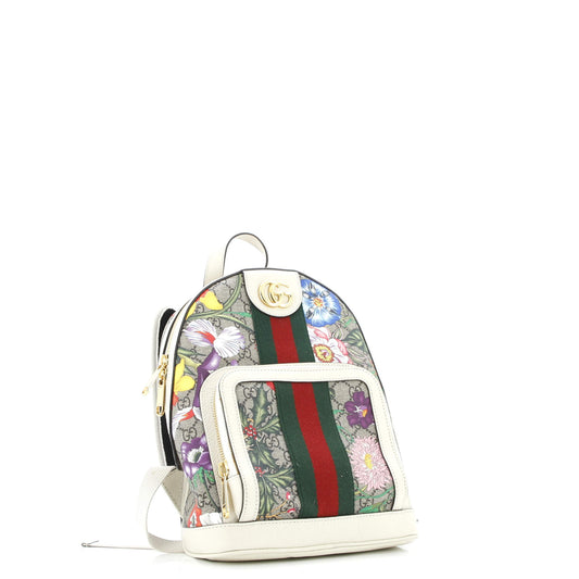 Ophidia Backpack Flora GG Coated Canvas and Leather  Small
