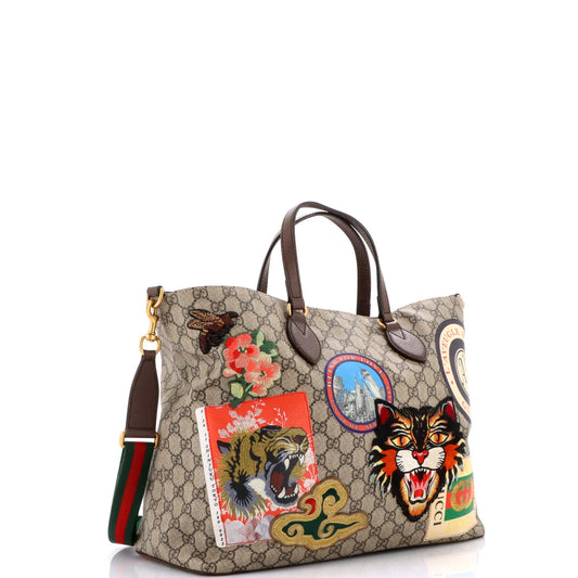 Courrier Convertible Soft Open Tote GG Coated Canvas with Applique Large