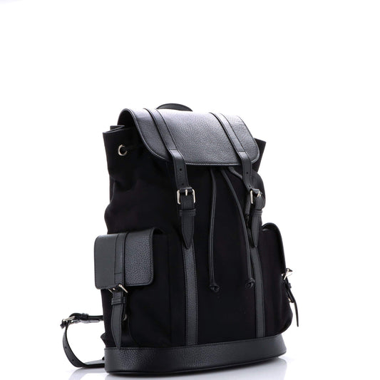 Double Pocket Belt Backpack Jumbo GG Canvas and Leather Large