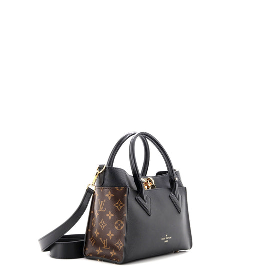 On My Side Tote Leather with Monogram Canvas PM