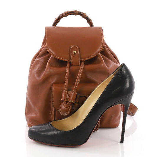 Vintage Bamboo Backpack Leather Mini