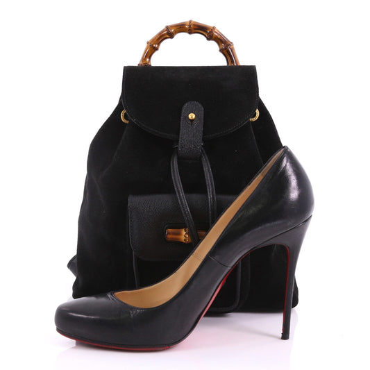 Vintage Bamboo Backpack Suede Mini