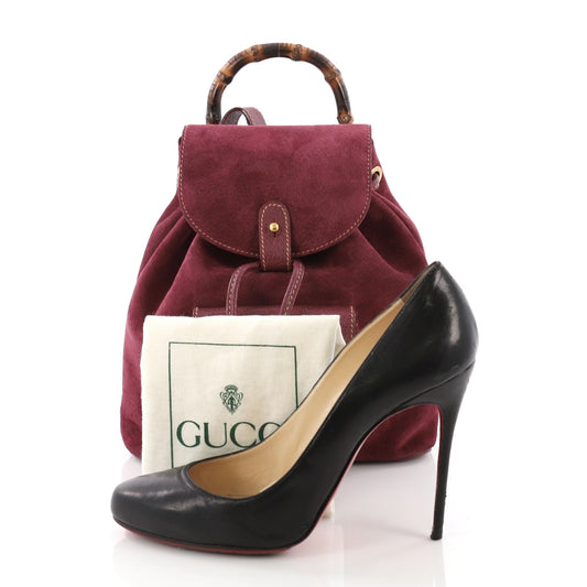 Vintage Bamboo Backpack Suede Mini