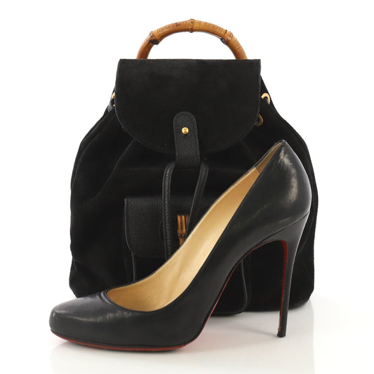 Vintage Bamboo Backpack Suede Mini