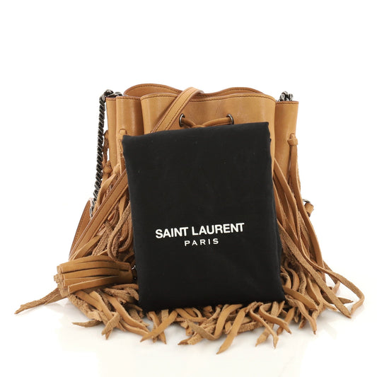 Fringe Monogram Bourse Bucket Bag Leather Mini