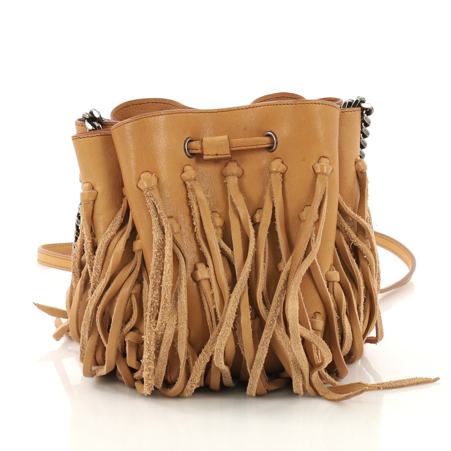 Fringe Monogram Bourse Bucket Bag Leather Mini