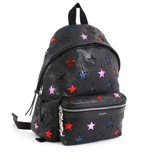 City Backpack Glitter Inlaid Leather Mini