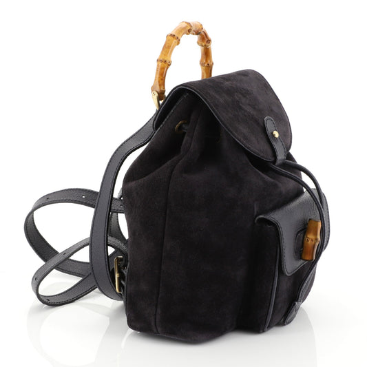 Vintage Bamboo Backpack Suede Mini