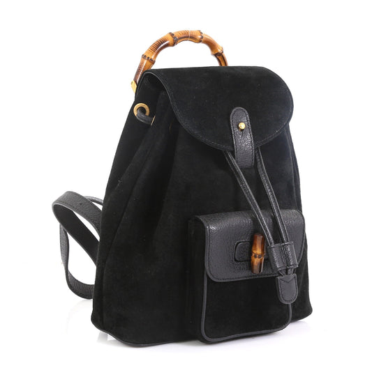 Vintage Bamboo Backpack Suede Mini