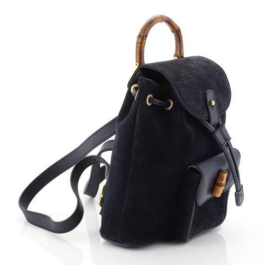 Vintage Bamboo Backpack Suede Mini