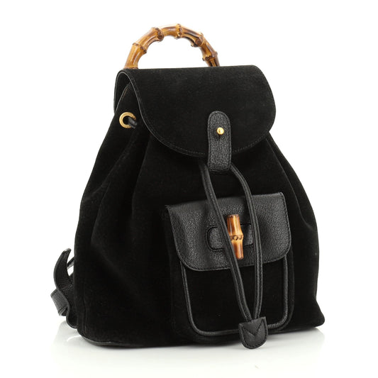 Vintage Bamboo Backpack Suede Mini