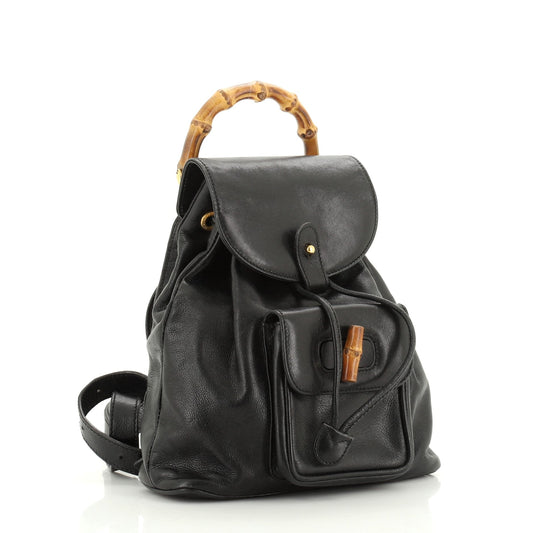 Vintage Bamboo Backpack Leather Mini