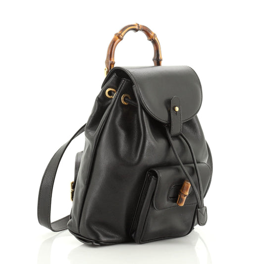 Vintage Bamboo Backpack Leather Mini