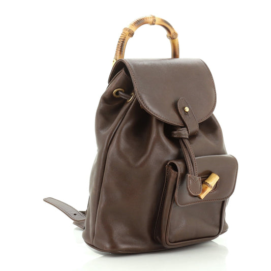 Vintage Bamboo Backpack Leather Mini