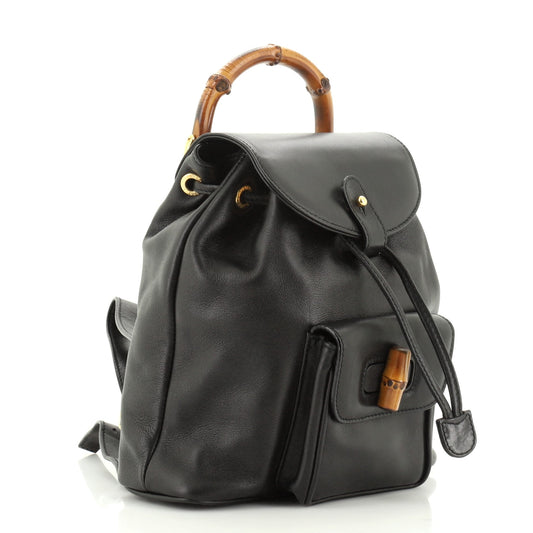 Vintage Bamboo Backpack Leather Mini