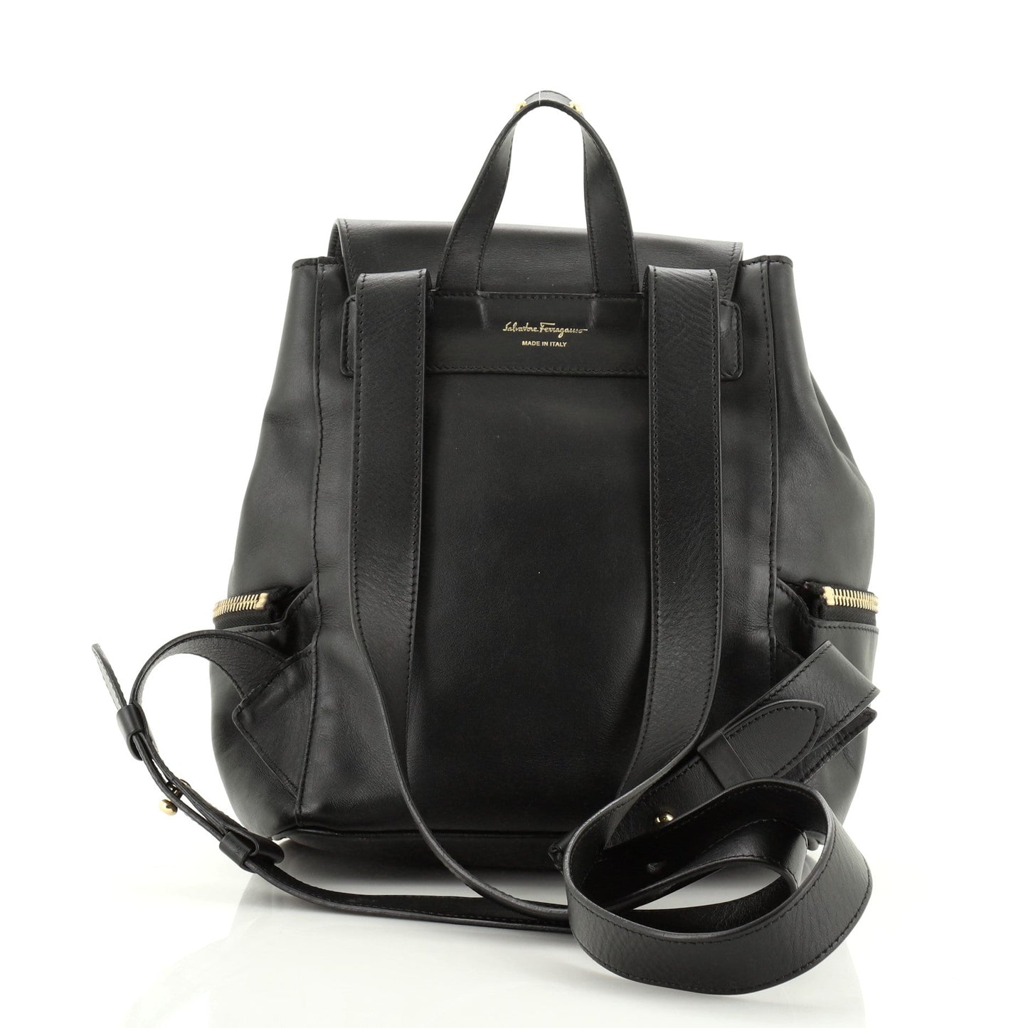 Gancini Flap Drawstring Backpack Leather Mini