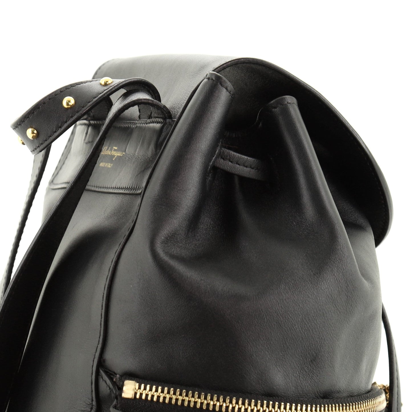 Gancini Flap Drawstring Backpack Leather Mini