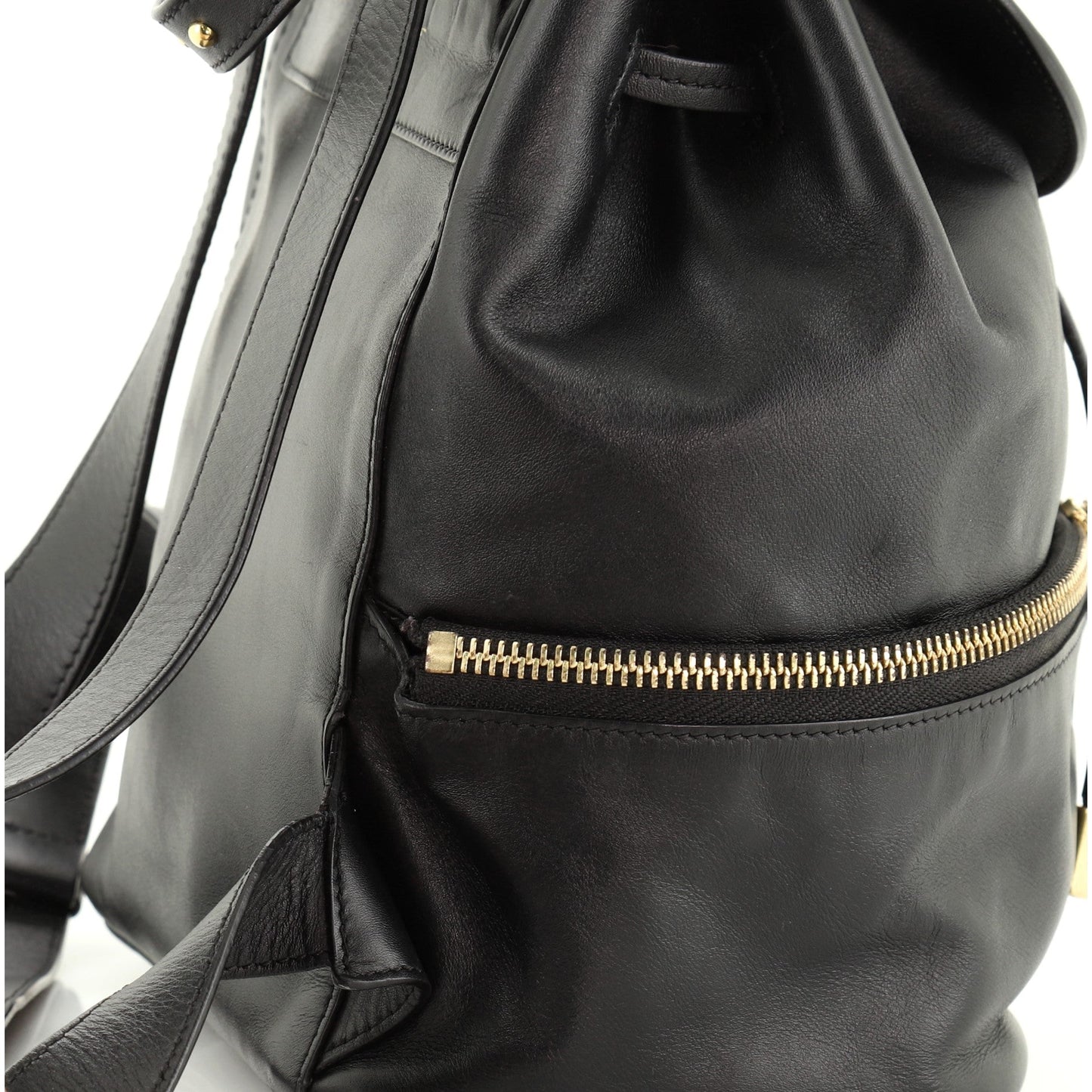Gancini Flap Drawstring Backpack Leather Mini