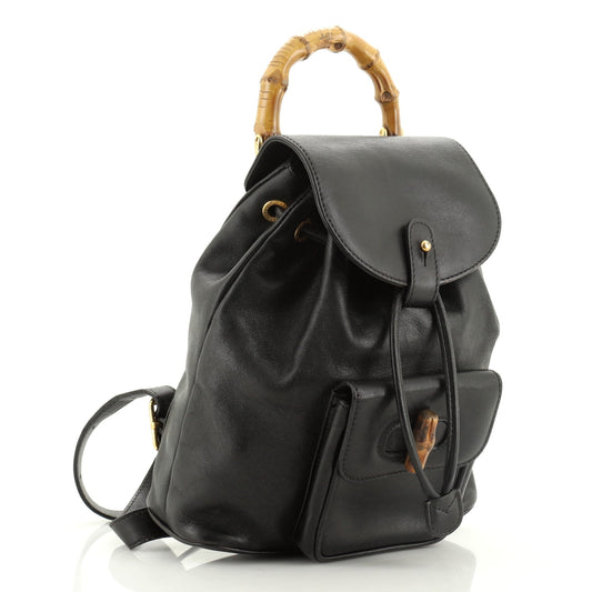 Vintage Bamboo Backpack Leather Mini