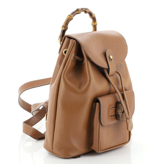 Vintage Bamboo Backpack Leather Mini