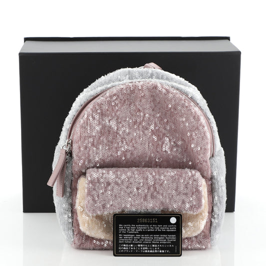 Waterfall Backpack Sequins with Leather Mini