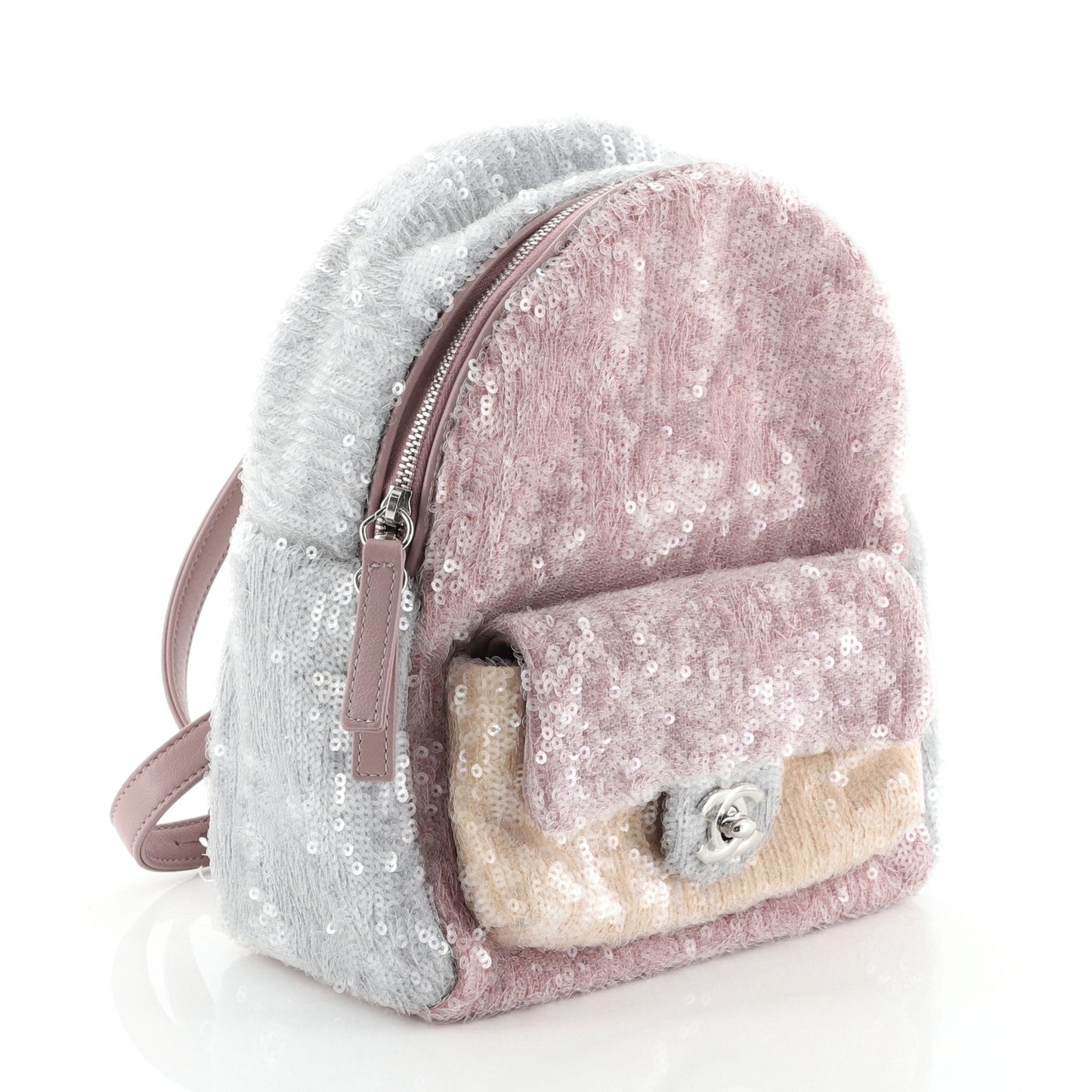 Waterfall Backpack Sequins with Leather Mini