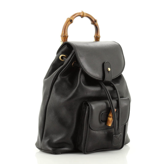 Vintage Bamboo Backpack Leather Mini