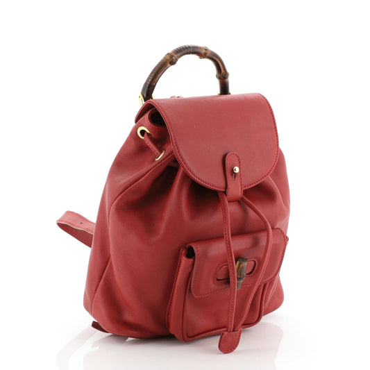 Vintage Bamboo Backpack Leather Mini