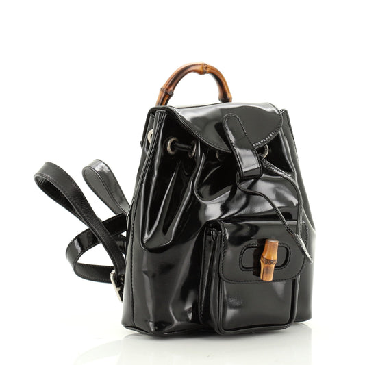 Vintage Bamboo Backpack Patent Super Mini
