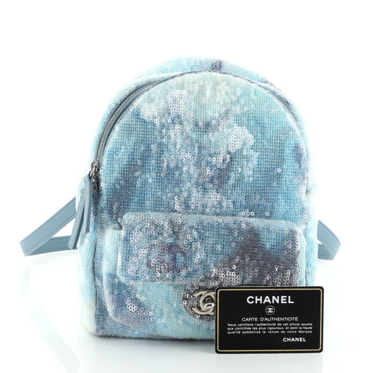 Waterfall Backpack Sequins with Leather Mini