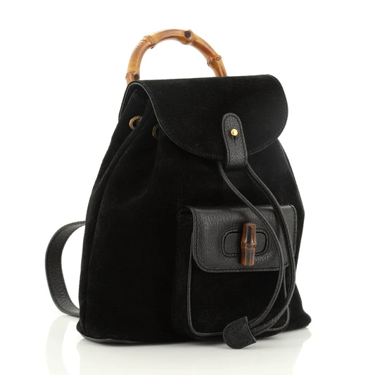 Vintage Bamboo Backpack Suede Mini