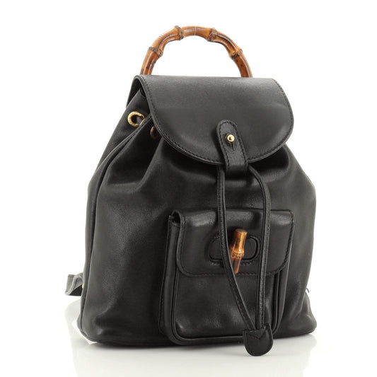 Vintage Bamboo Backpack Leather Mini
