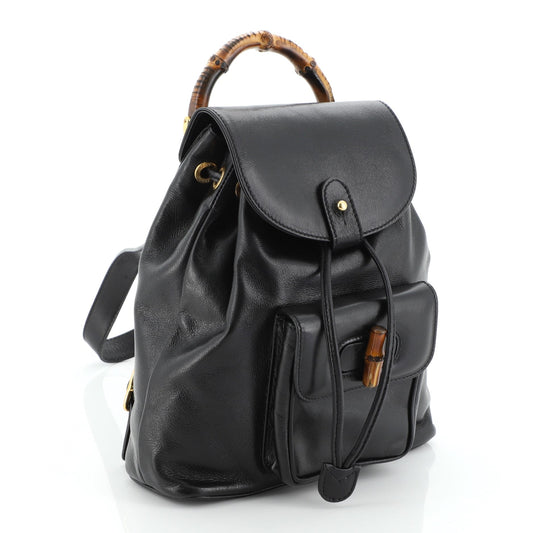 Vintage Bamboo Backpack Leather Mini