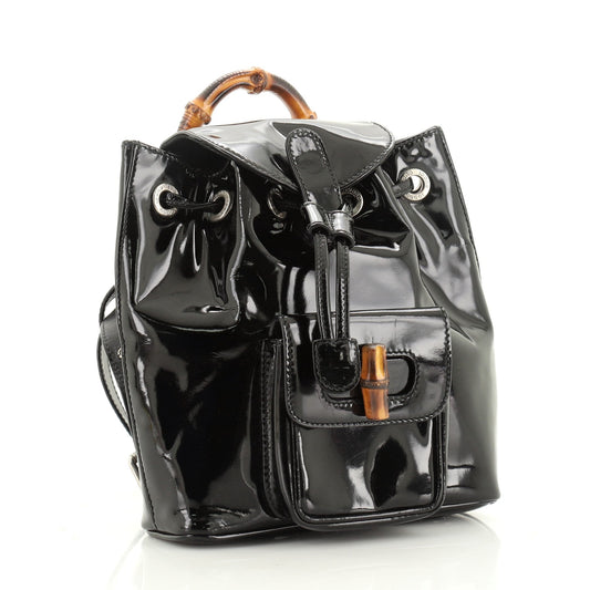 Vintage Bamboo Backpack Patent Super Mini