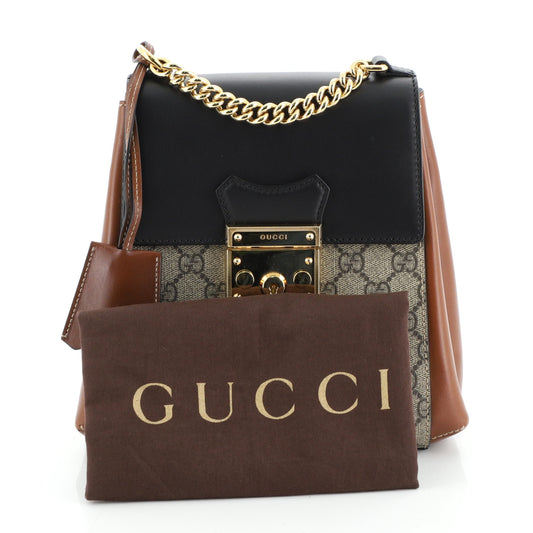 Padlock Backpack GG Coated Canvas and Leather Mini